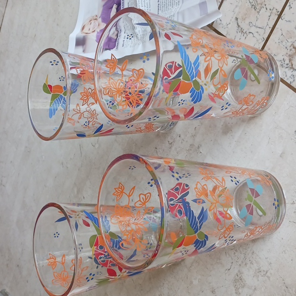 Temptations Glass Tumblers-set of 4... New,, "Garden"  Pattern /QVC